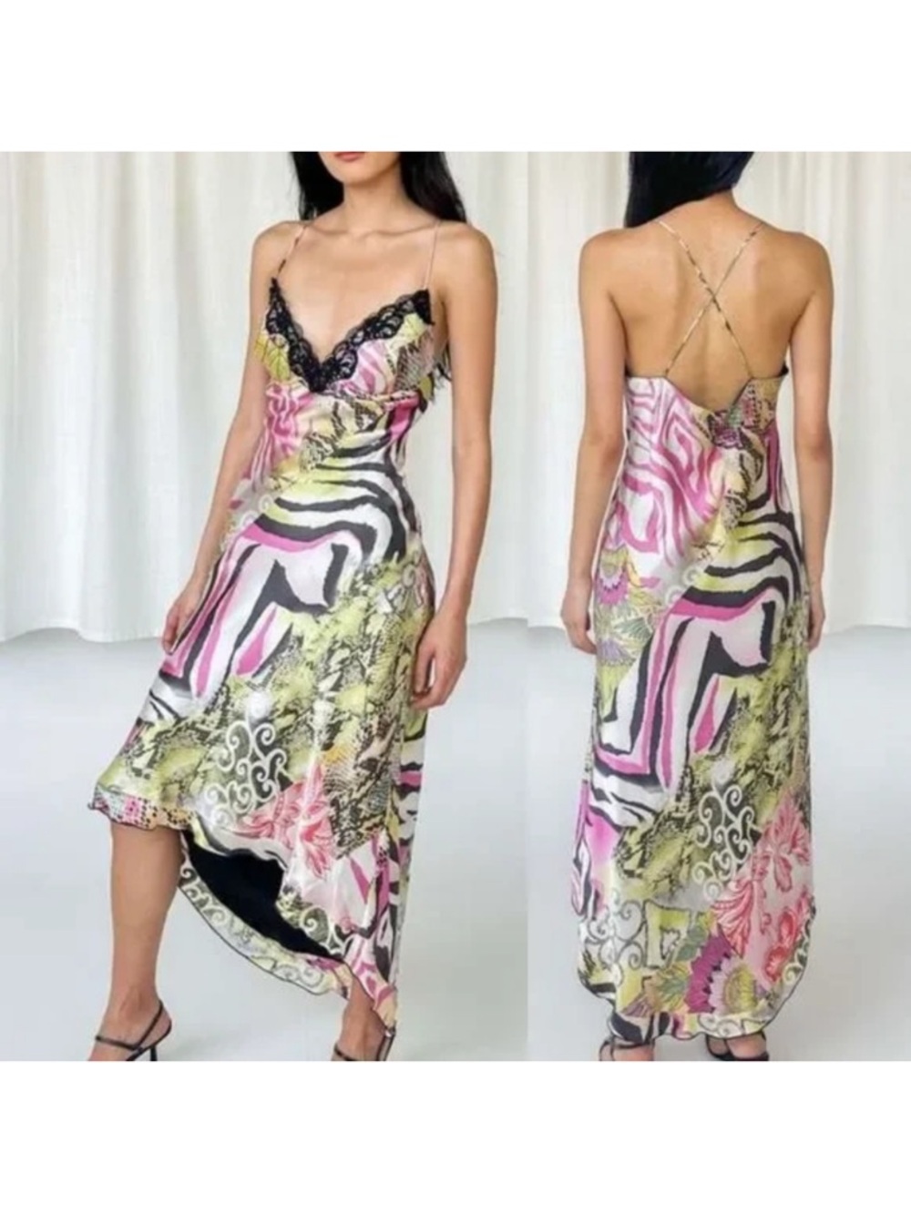 Mary L Couture Silk Zebra Print Dress